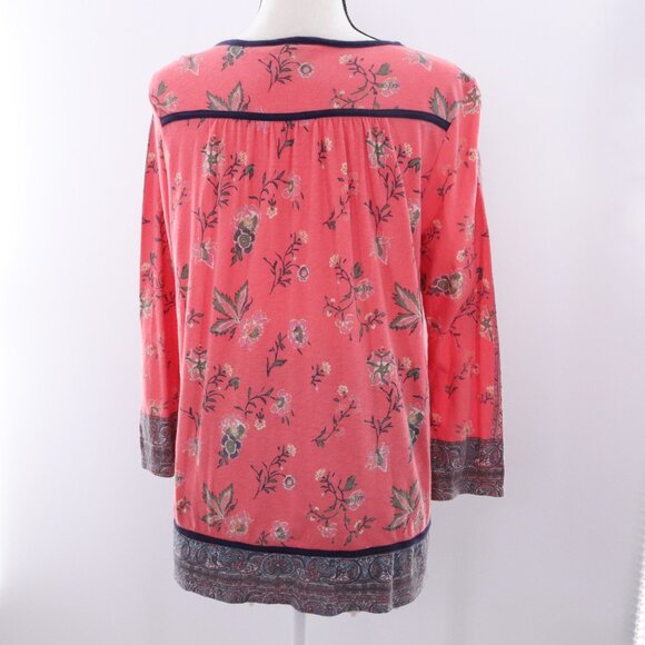 Lucky Brand | Floral Boho Long Sleeve Top Keyhole Large - Picture 4 of 6